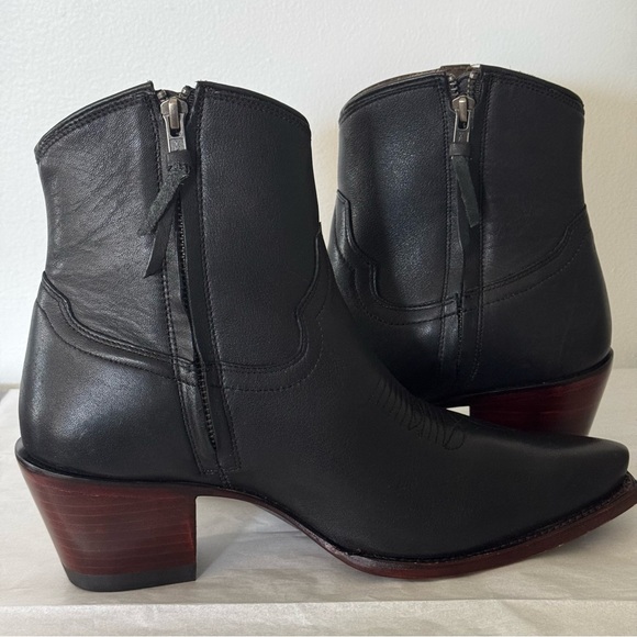 Tecovas "The Daisy" Black Ankle Cowgirl Calfskin Boots-Size 9 - Picture 5 of 16